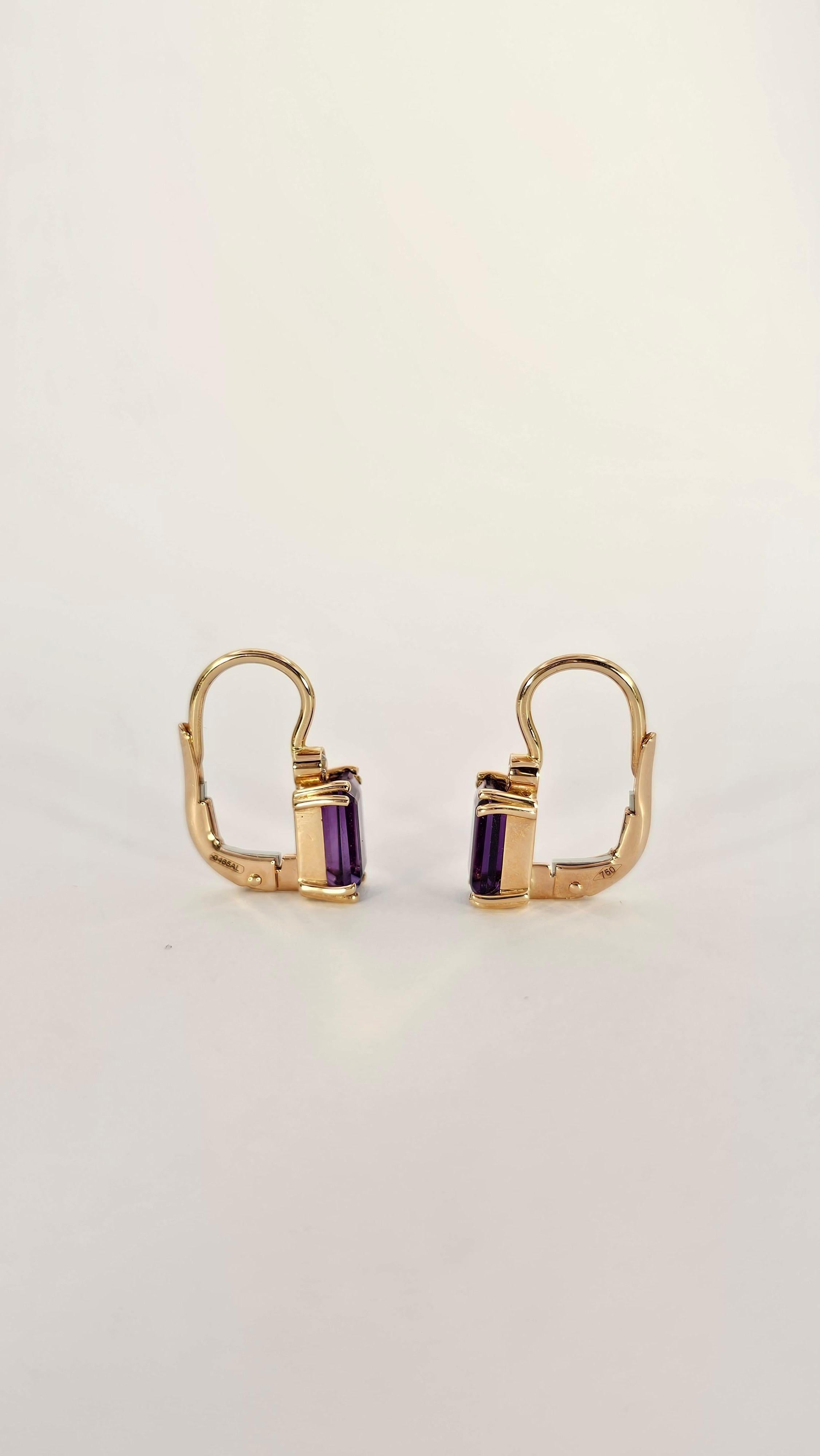 Contemporary 18 Kt Gold Amethyst and Diamond Nun Earrings For Sale