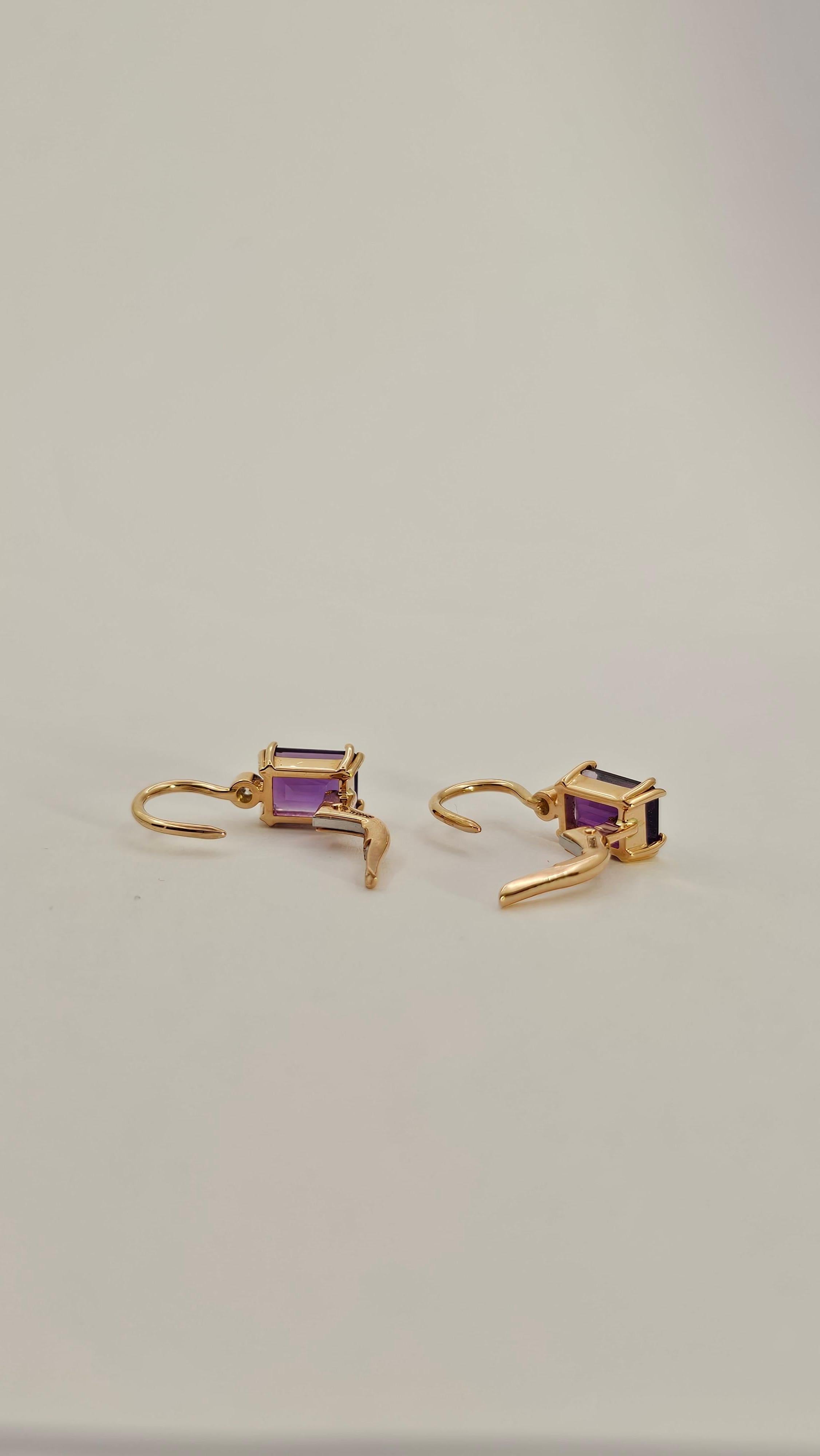 18 Kt Gold Amethyst and Diamond Nun Earrings In New Condition For Sale In Cattolica, IT