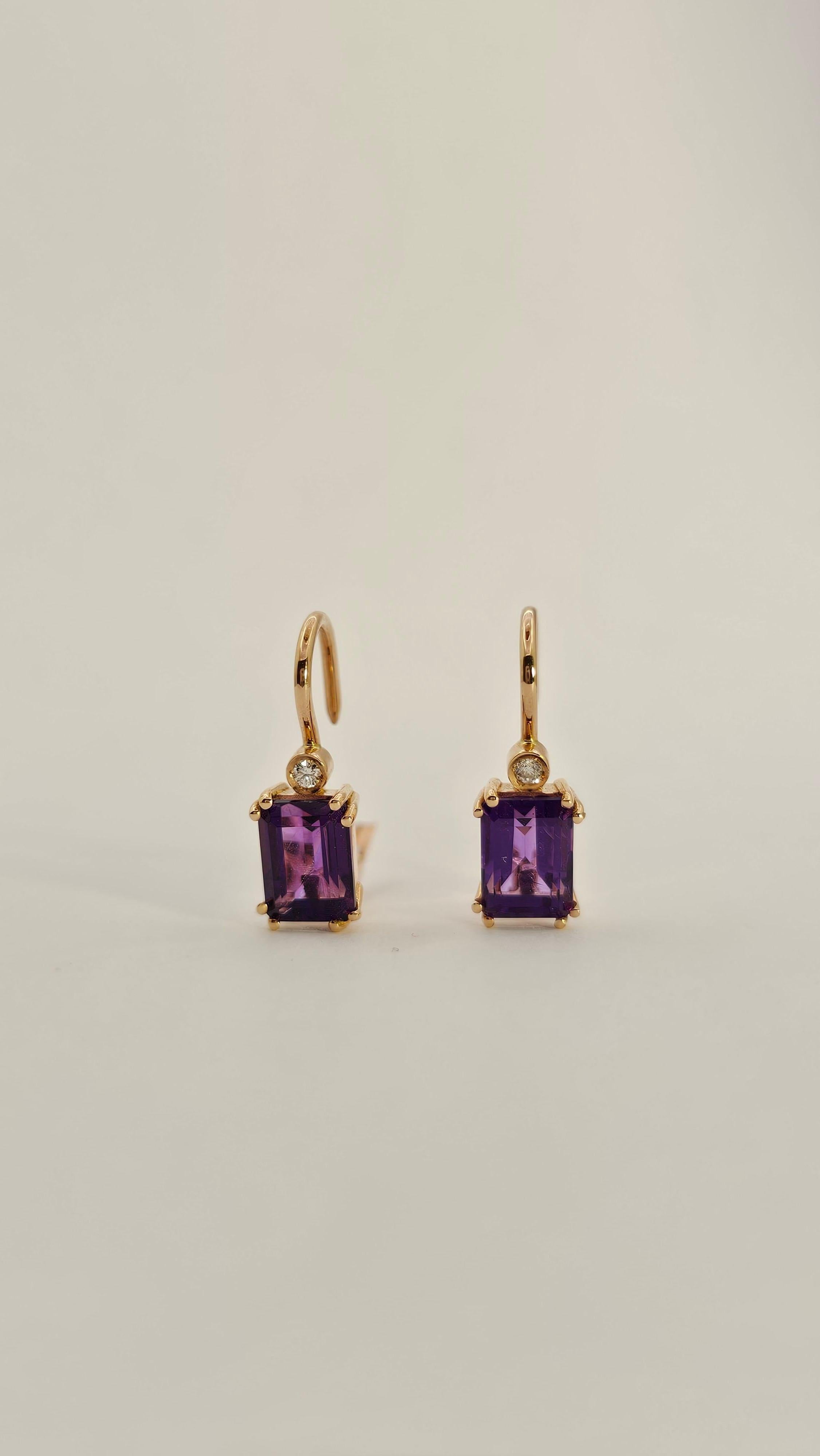 Women's or Men's 18 Kt Gold Amethyst and Diamond Nun Earrings For Sale