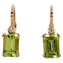 Orecchini a Monachella in Oro 18 Kt Peridoto e Diamanti