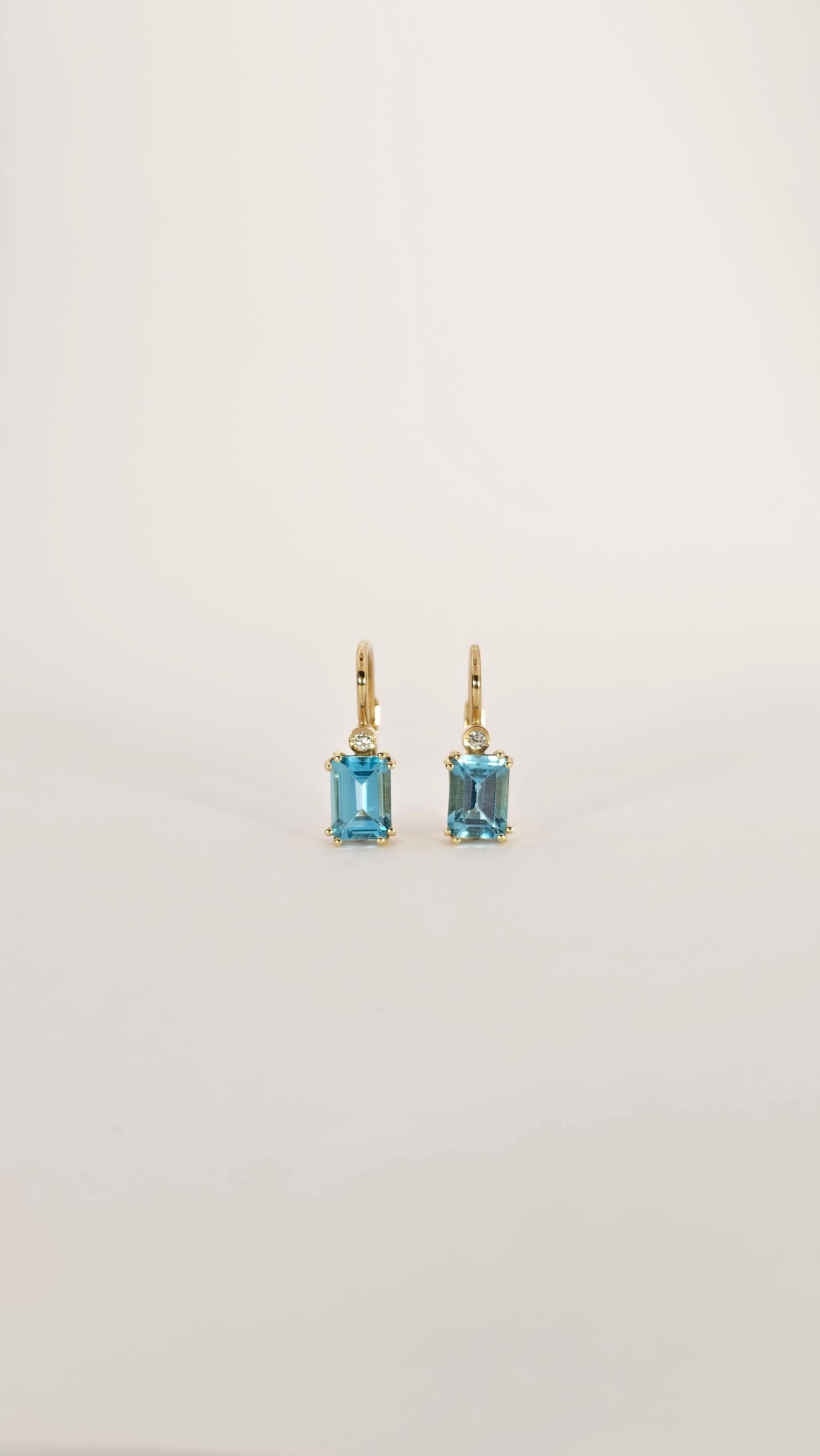 18 Kt Gold Topaz and Diamond Nun Earrings For Sale 2