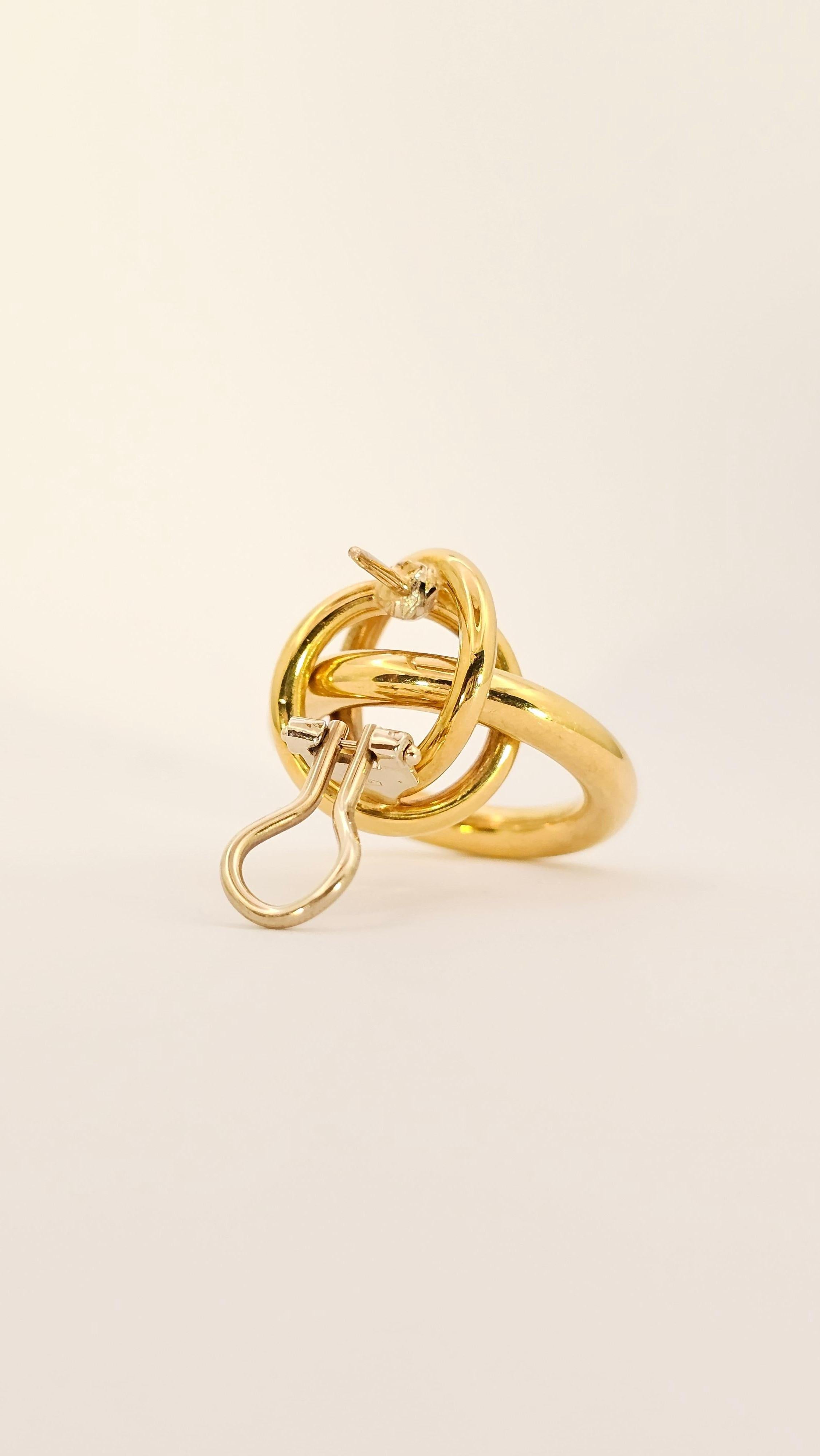 Orecchini a Tre Cerchi in Oro Giallo 18Kt in vendita 2