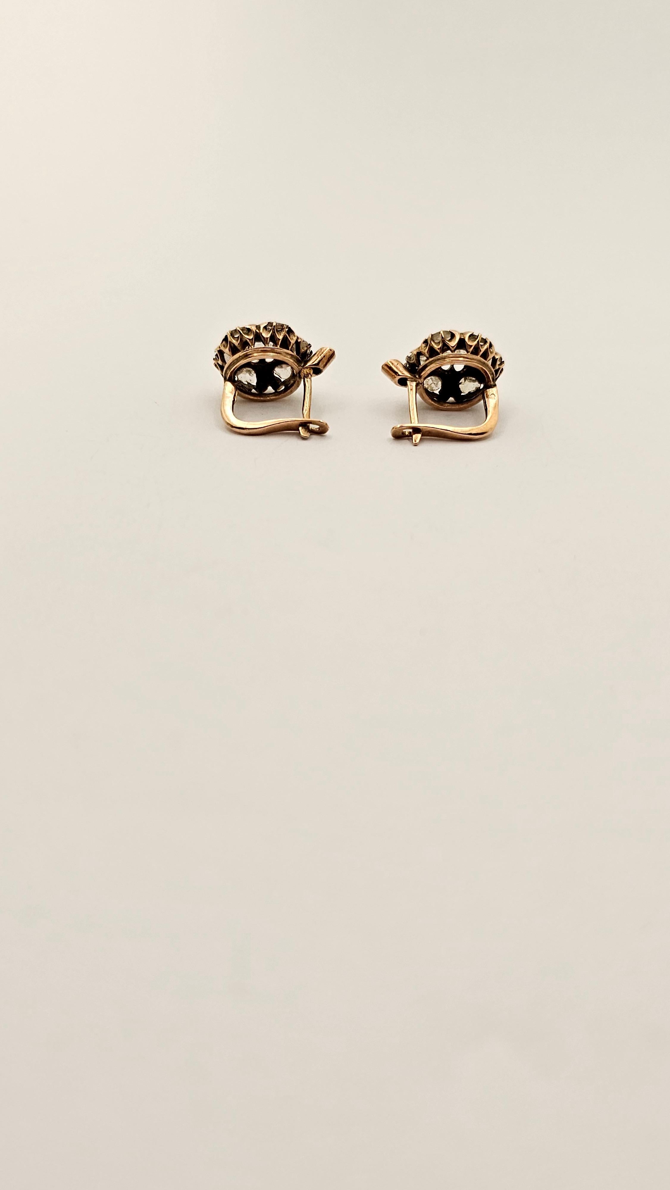 Baroque Antique Rose Gold and Diamond Nun Earrings