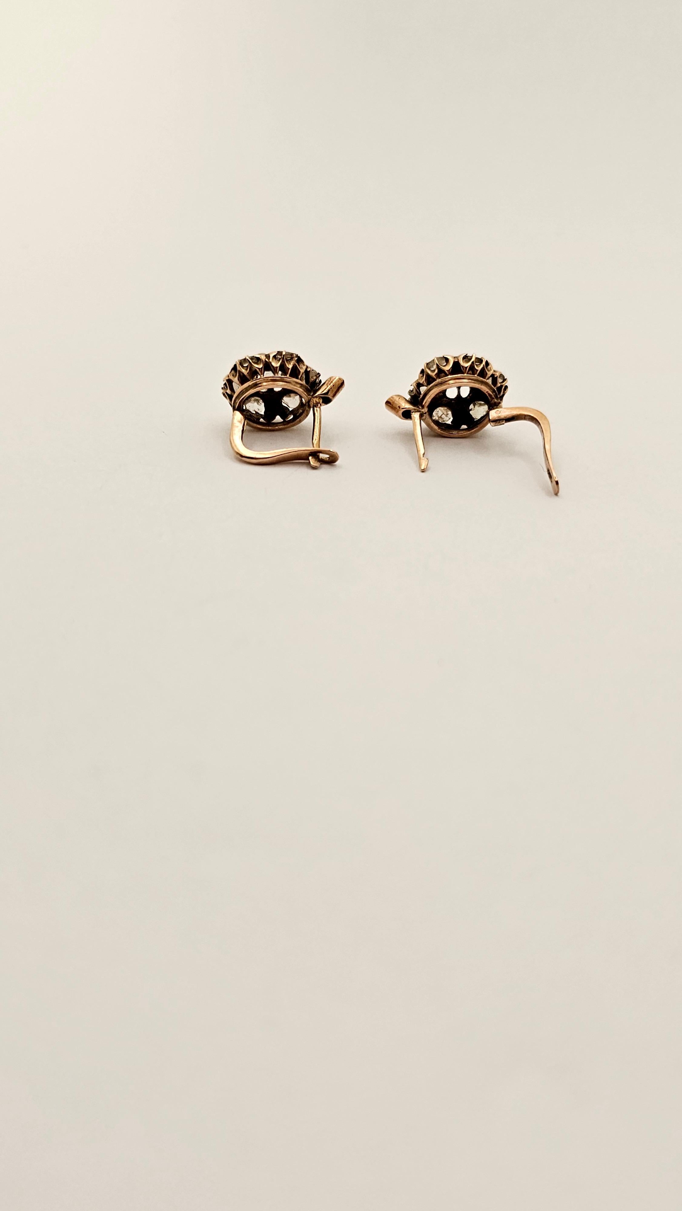 Old European Cut Antique Rose Gold and Diamond Nun Earrings