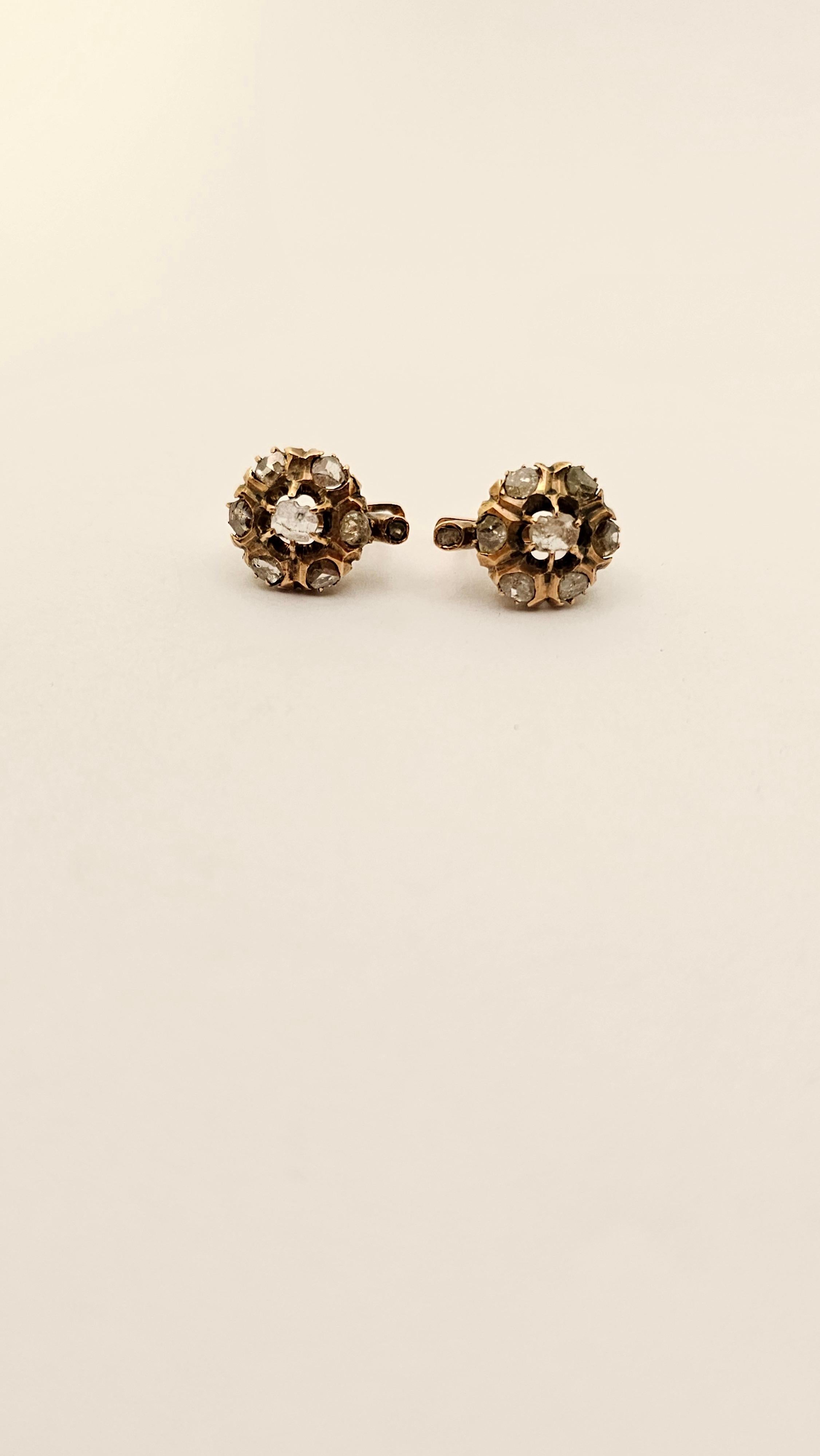 Antique Rose Gold and Diamond Nun Earrings In Good Condition In Cattolica, IT