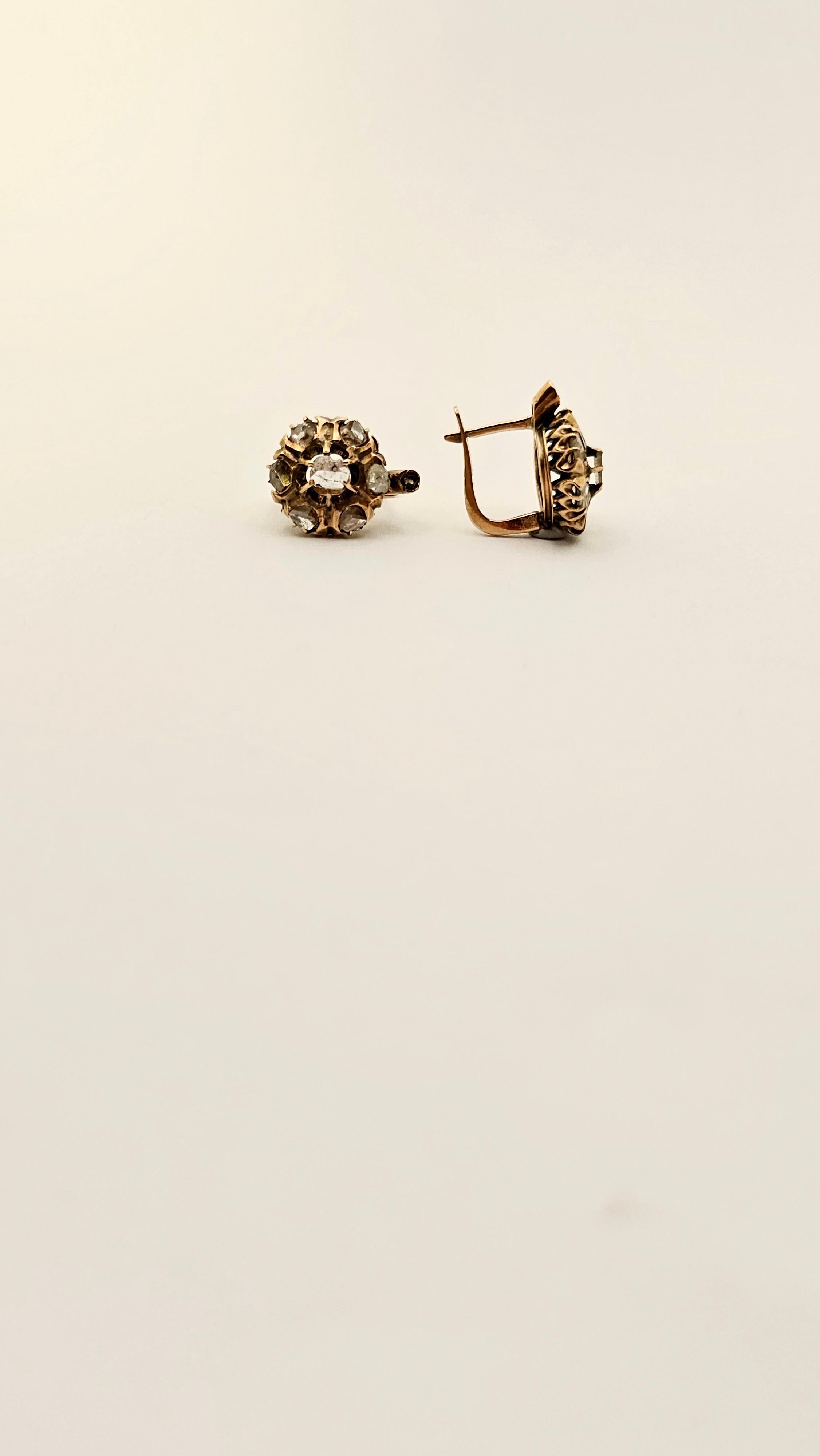 Women's or Men's Antique Rose Gold and Diamond Nun Earrings