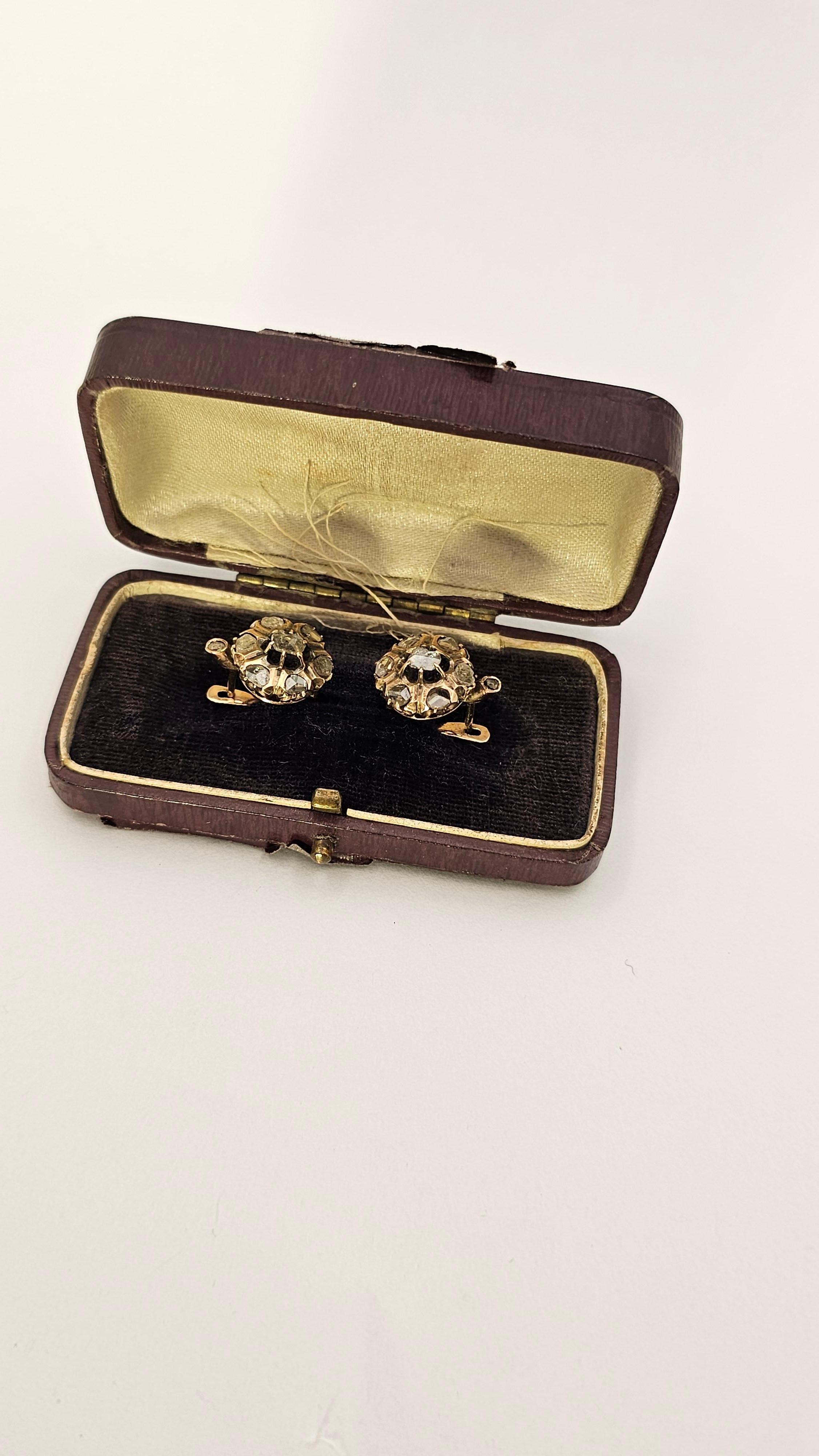 Antique Rose Gold and Diamond Nun Earrings 1