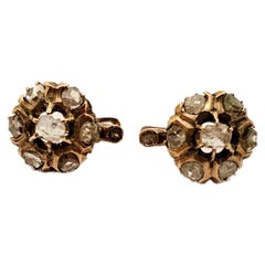 Pendientes Monja Oro Rosa Antiguo y Diamantes
