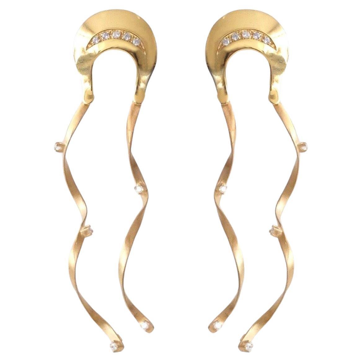 Earrings 925 CZ silver, 18 kt. gold plated, made in Italy, Méduse