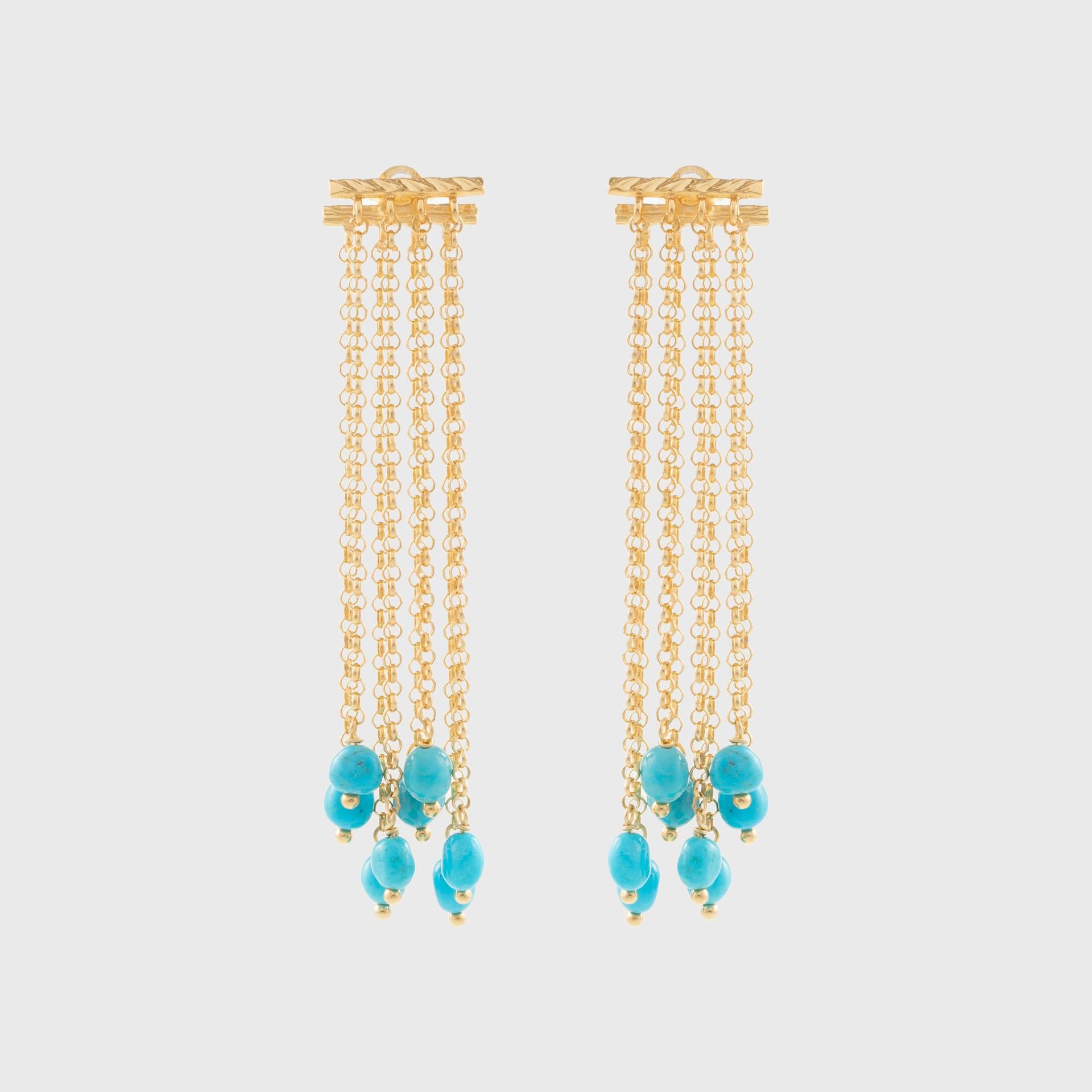 Oval Cut Earrings, 925 sterling silver, 18 kt. gold plated, natural turquoise, turquoise  For Sale