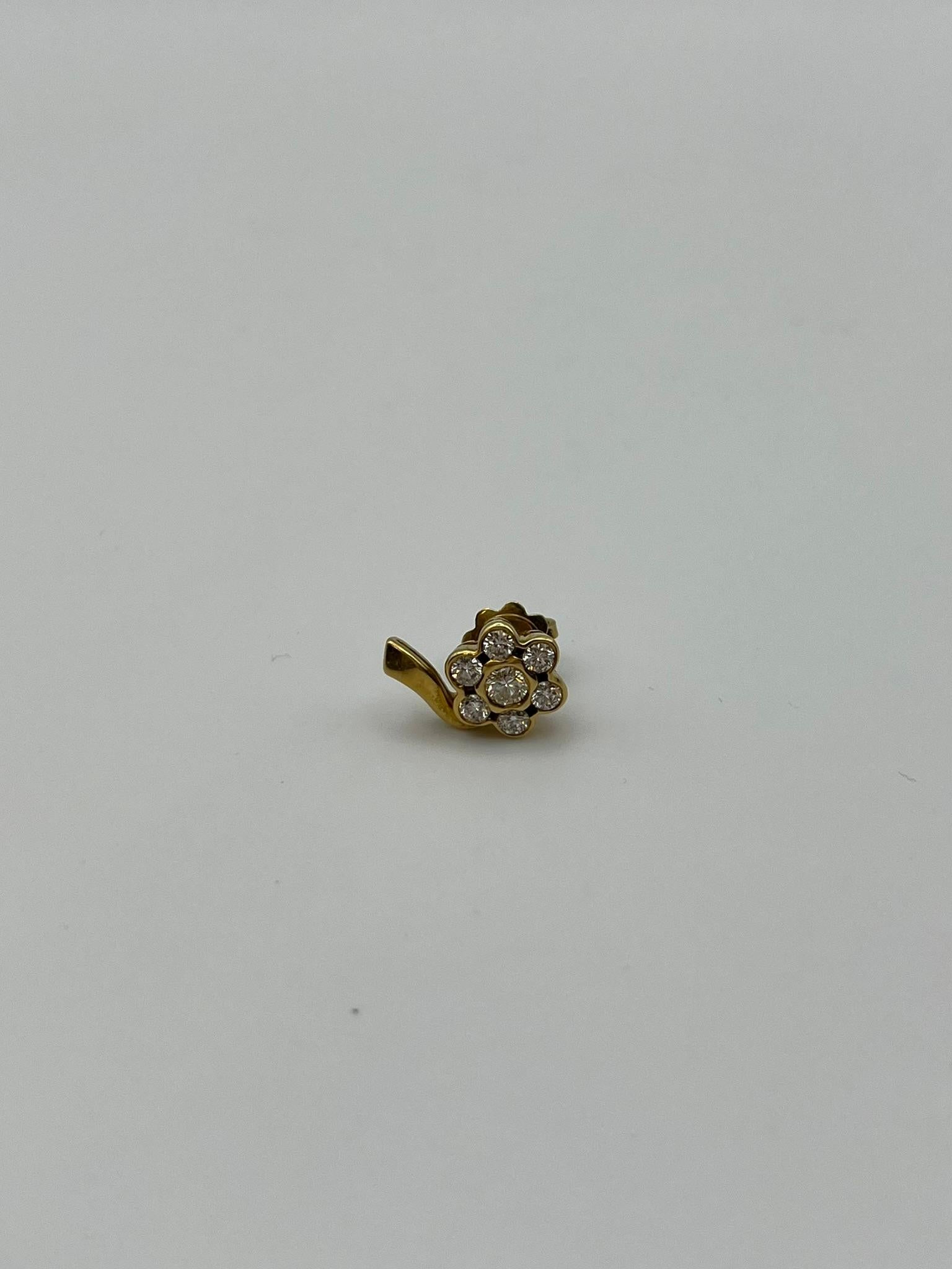 De las mujeres Pendientes flor artesanales de oro amarillo de 18 kt con diamantes en venta