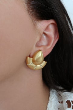 Bold earrings, 925 sterling silver, natural diamonds ct 0.12 18kt gold plated
