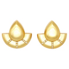 Bold earrings, 925 sterling silver, natural diamonds ct 0.12 18kt gold plated