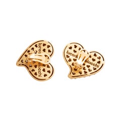 Bold earrings, CZ large heart, 18 kt gold plated, 925 sterling silver