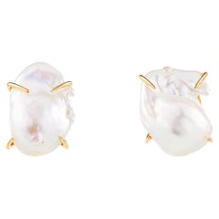 Bold earrings, scaramazza pearls and 925 sterling silver, 18 kt gold plated