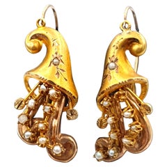 Orecchini borbonici italiani in oro 18k con microperle