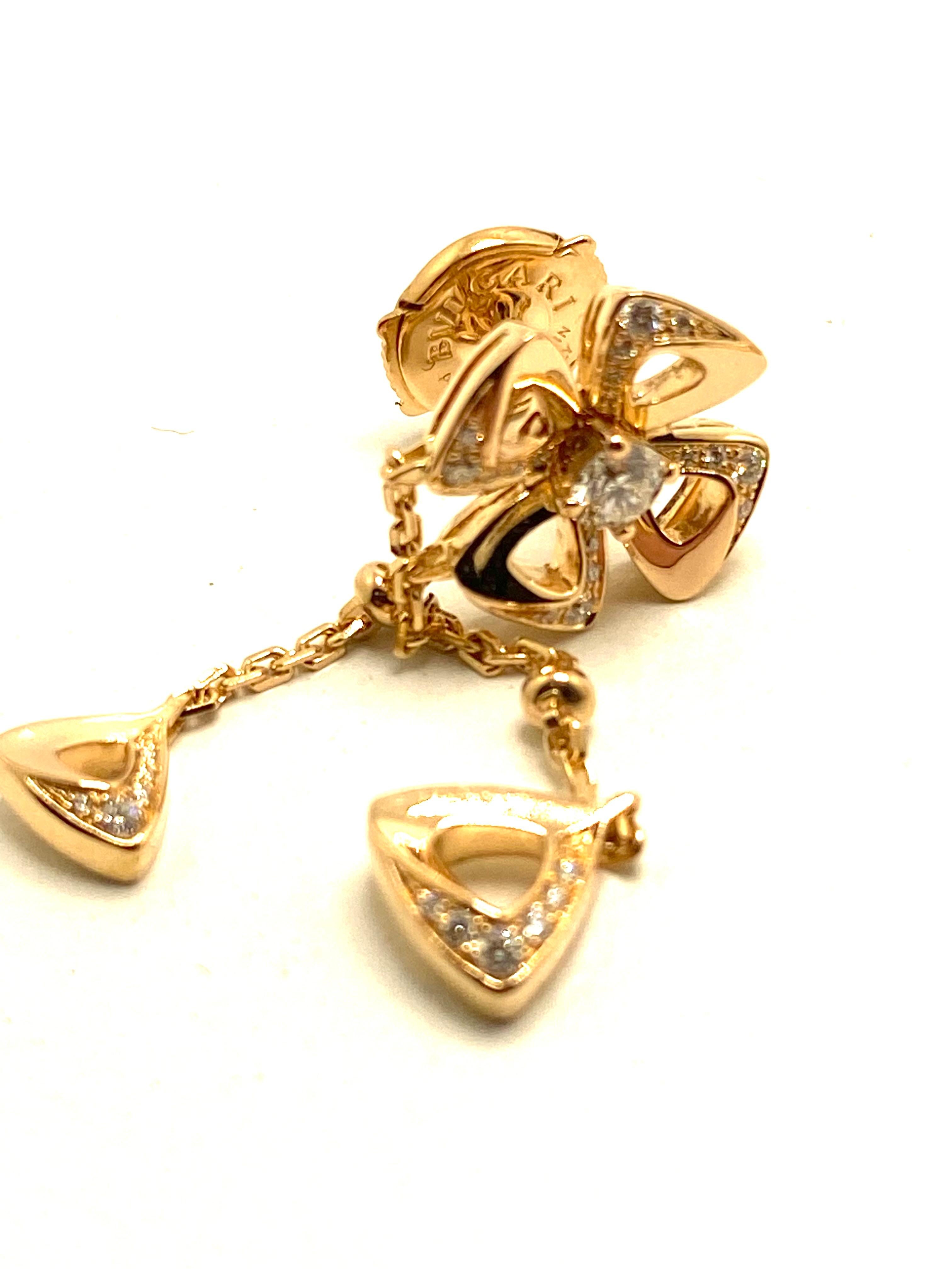 Pendientes Bvlgari Fiorever Oro Rosa y Diamantes en venta 4