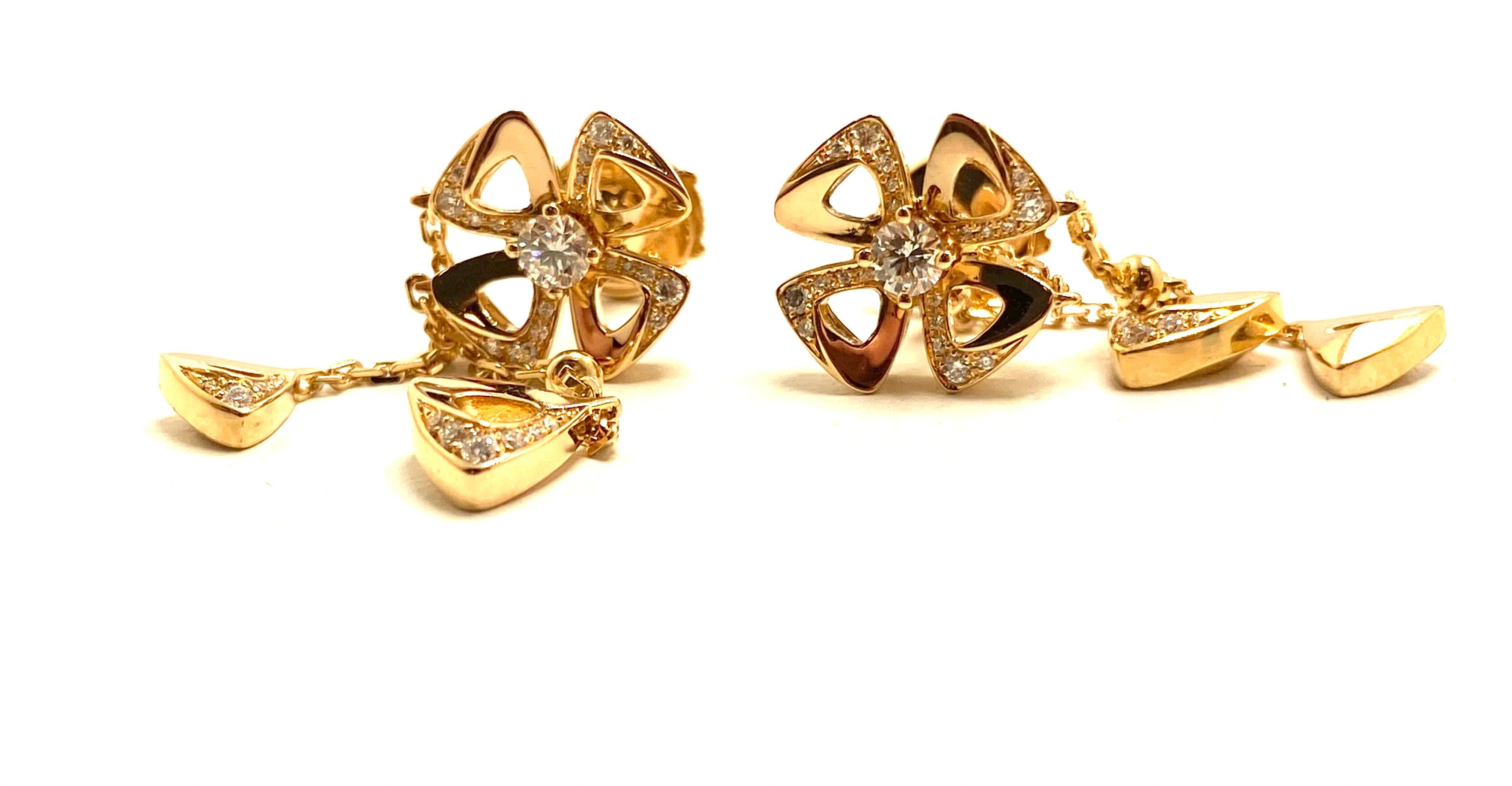 Pendientes Bvlgari Fiorever Oro Rosa y Diamantes en venta 5