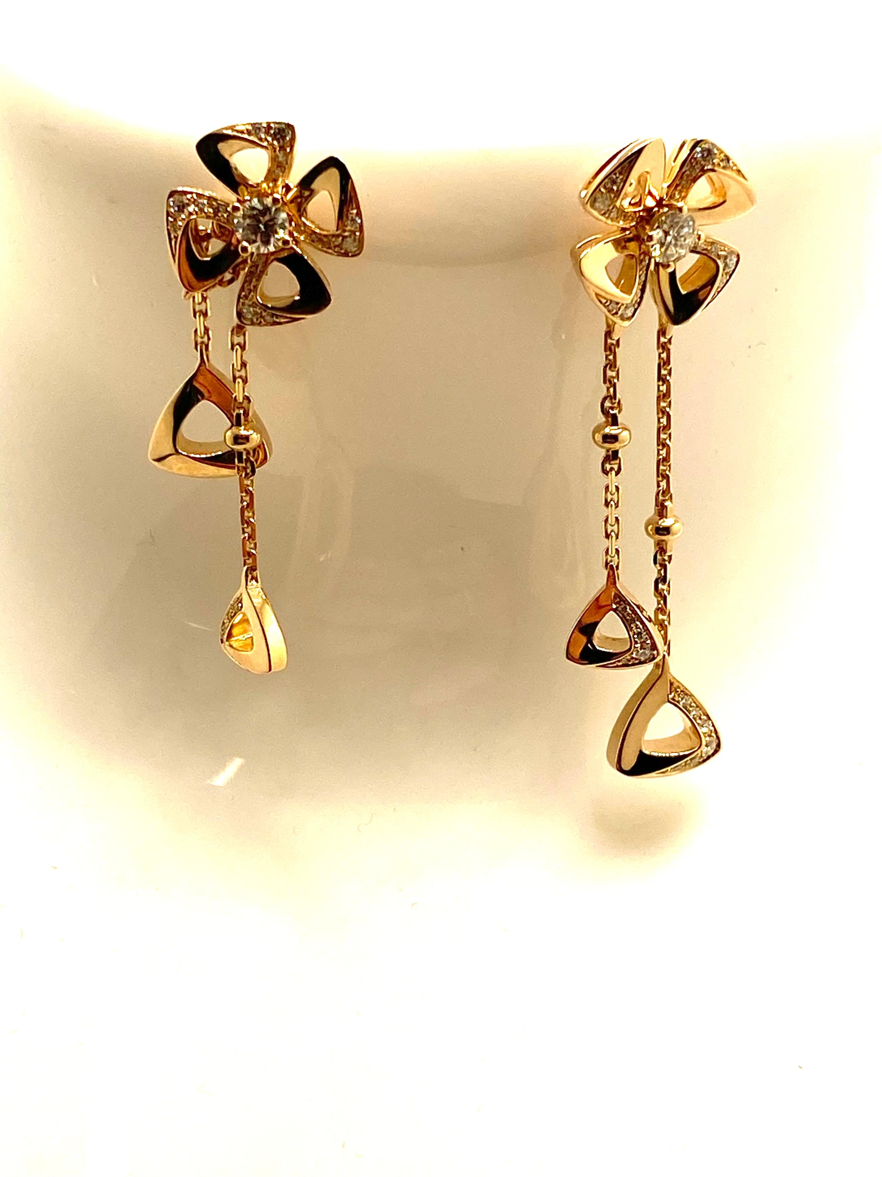 Pendientes Bvlgari Fiorever Oro Rosa y Diamantes en venta 8