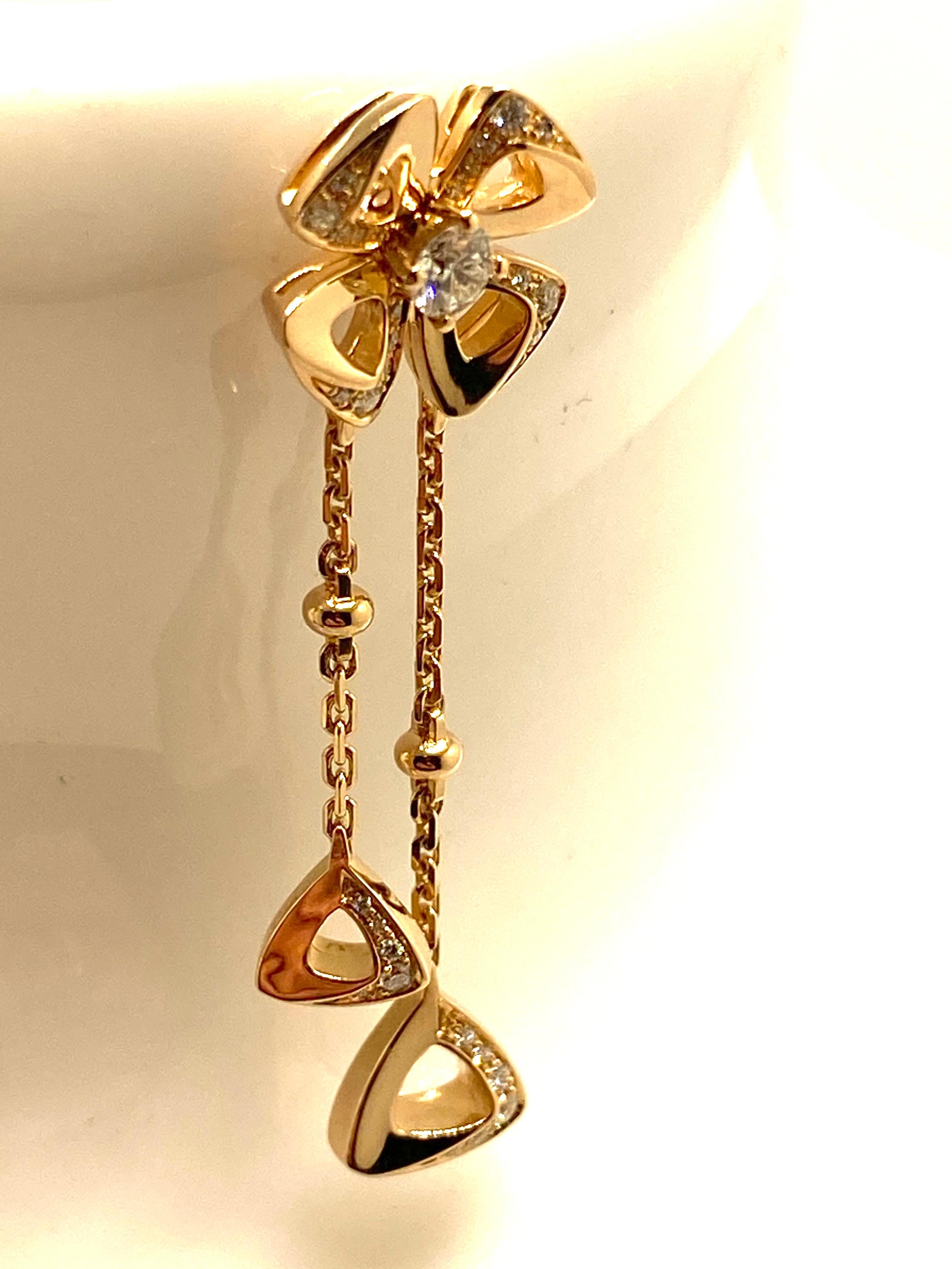 Pendientes Bvlgari Fiorever Oro Rosa y Diamantes Art Nouveau en venta