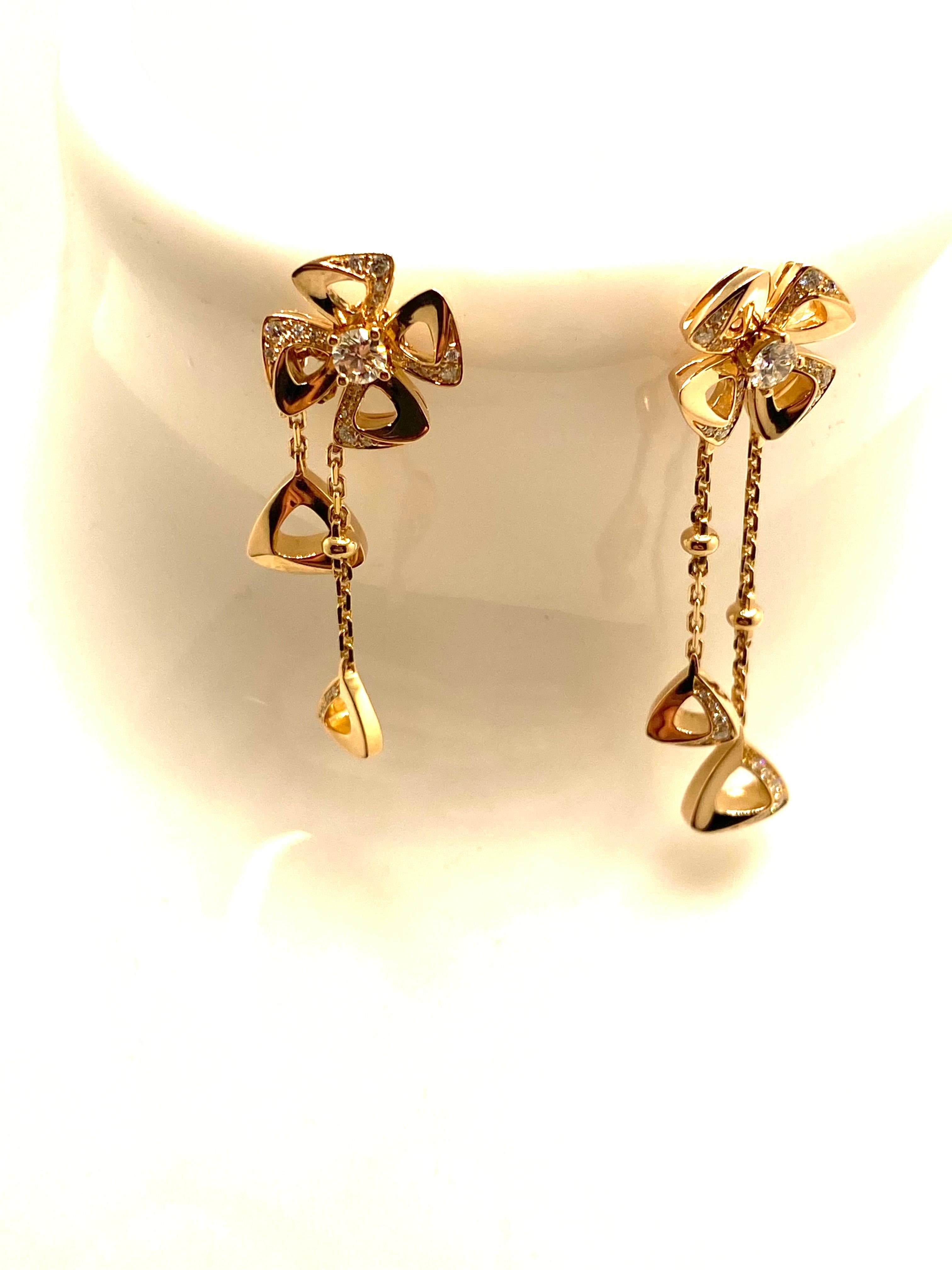 Pendientes Bvlgari Fiorever Oro Rosa y Diamantes Rose Cut en venta
