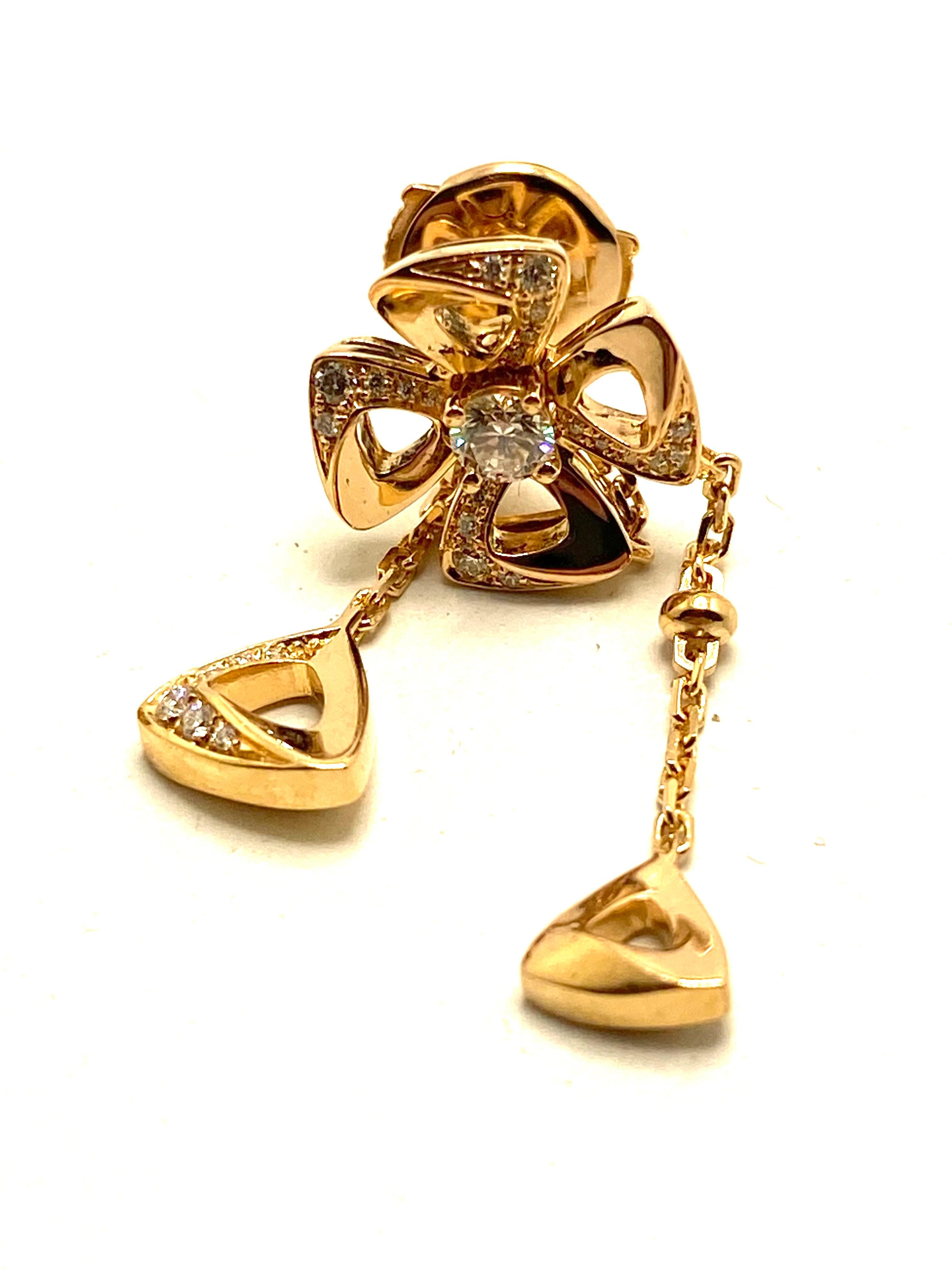 Pendientes Bvlgari Fiorever Oro Rosa y Diamantes en venta 3