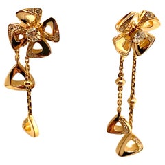 Bvlgari Fiorever Gold Rose and Diamonds Earrings