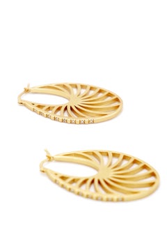 Hoop earrings, 925 sterling silver, natural diamonds ct 0.15, 18kt gold plated