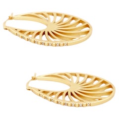 Hoop earrings, 925 sterling silver, natural diamonds ct 0.15, 18kt gold plated