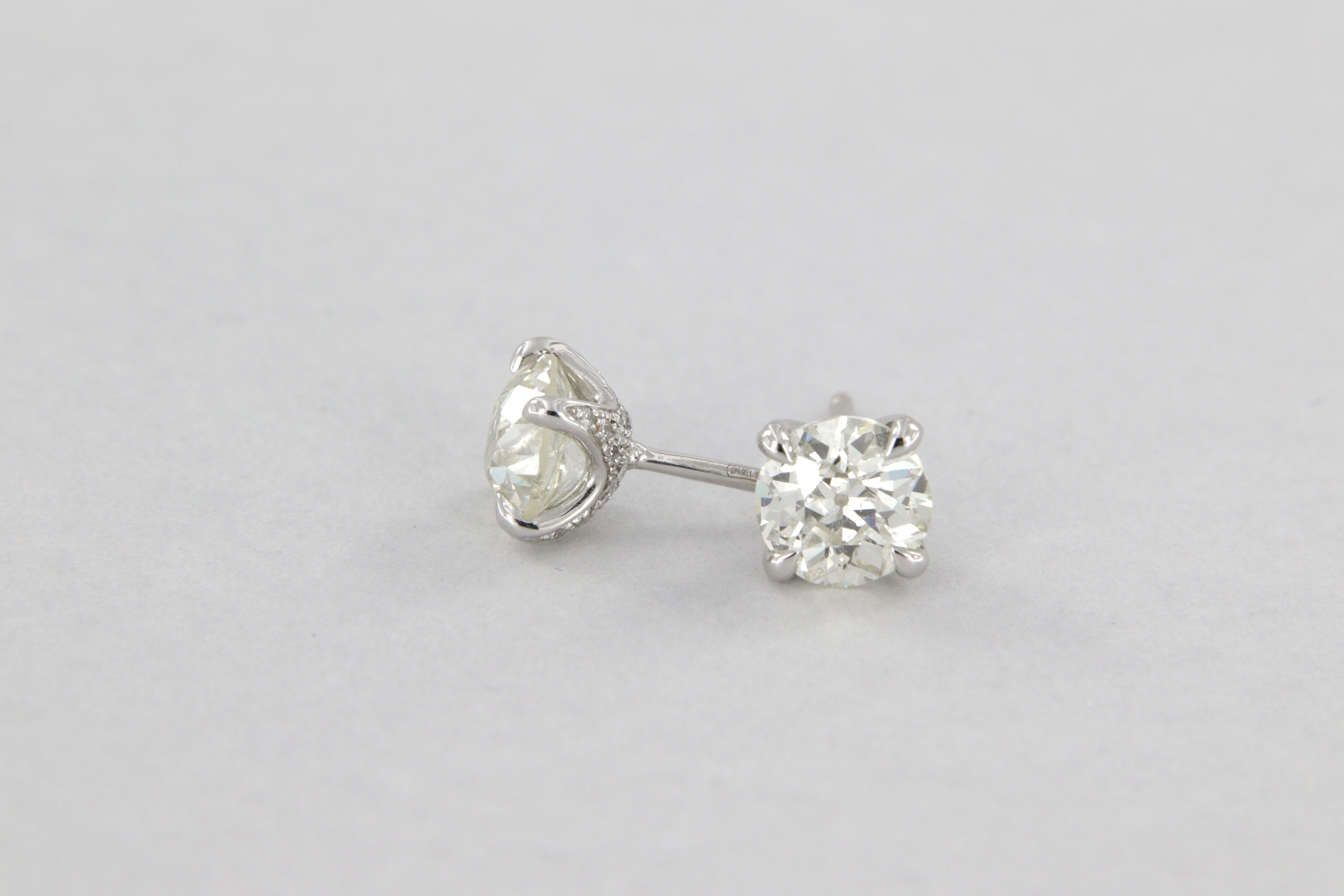 Boucles d'oreilles avec diamants européens de taille ancienne carat 2,21 certifiés GIA Neuf - En vente à Perugia, IT