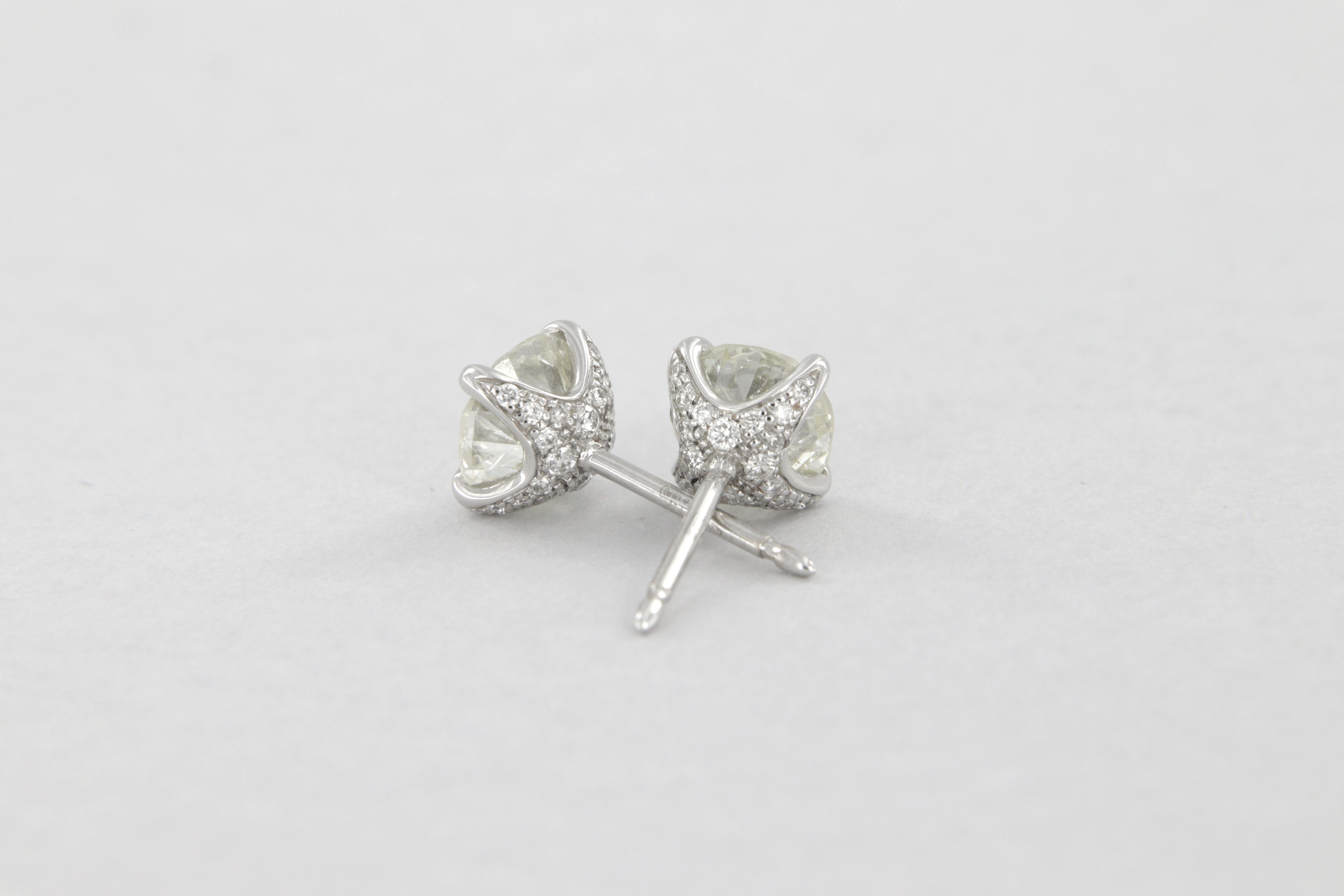 Boucles d'oreilles avec diamants européens de taille ancienne carat 2,21 certifiés GIA en vente 2