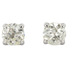 Ohrringe mit europäischen Diamanten im Antikschliff, Karat 2,21, GIA-zertifiziert 