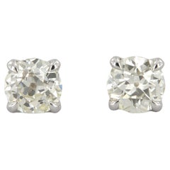 Earrings with European antique cut diamonds carat 2, 21 GIA certificate 