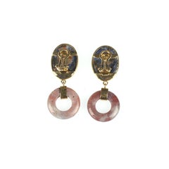 boucles d'oreilles avec deux types de jaspe naturel en or 18k