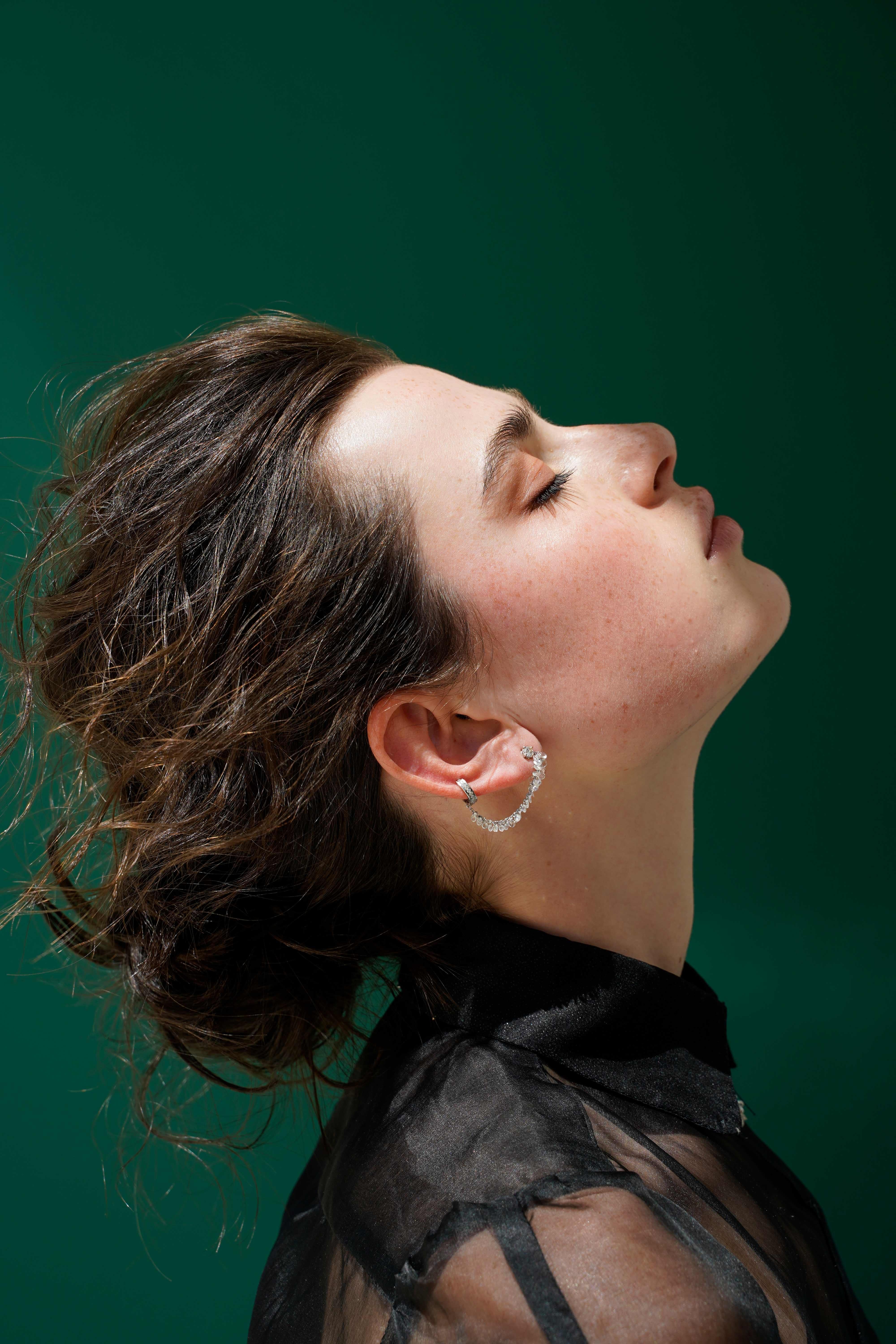 Rose Cut Constellation earring in white gold and rose-cut diamonds For Sale