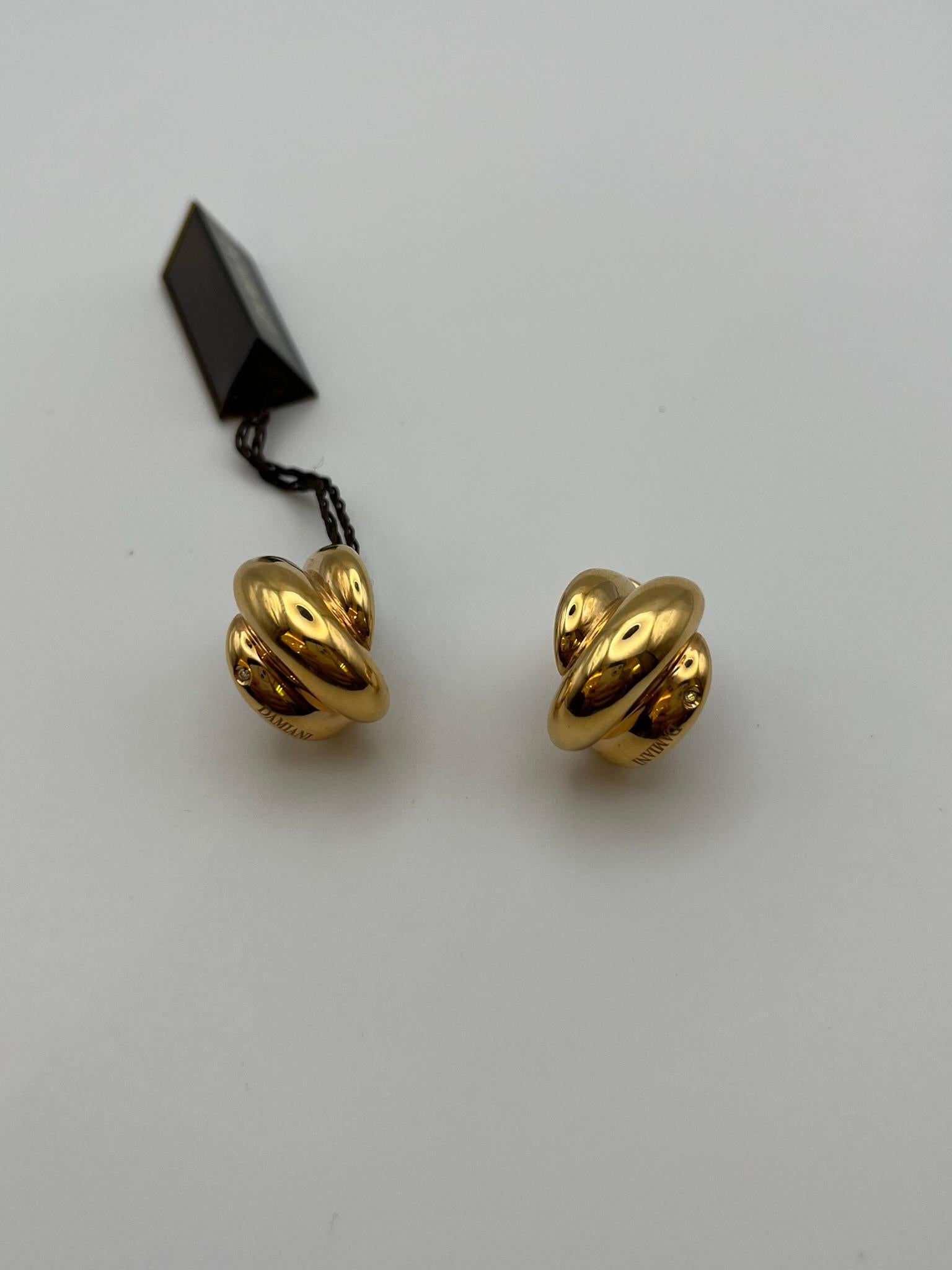 Orecchini Damiani gomitolo in oro 18 kt. con diamanti - Iconico design italiano in vendita 3