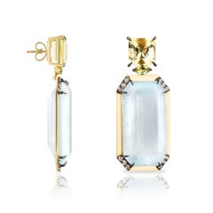 Handmade 18-karat gold earrings with topaz, beryl, tourmaline, and diamonds