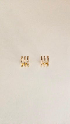 Earrings  Geometric Circle in Yellow Gold and Diamonds