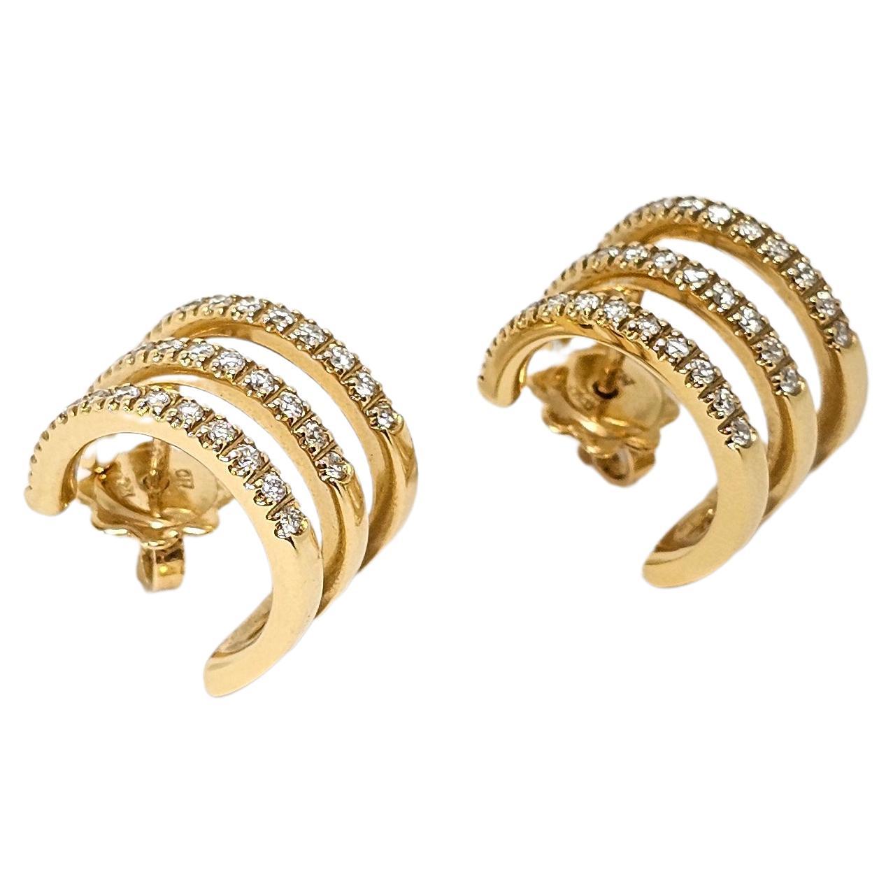 Earrings  Geometric Circle in Yellow Gold and Diamonds