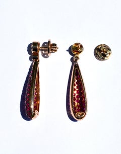 Pendientes «Goccia» con rubíes y diamantes en oro rosa de 18 quilates