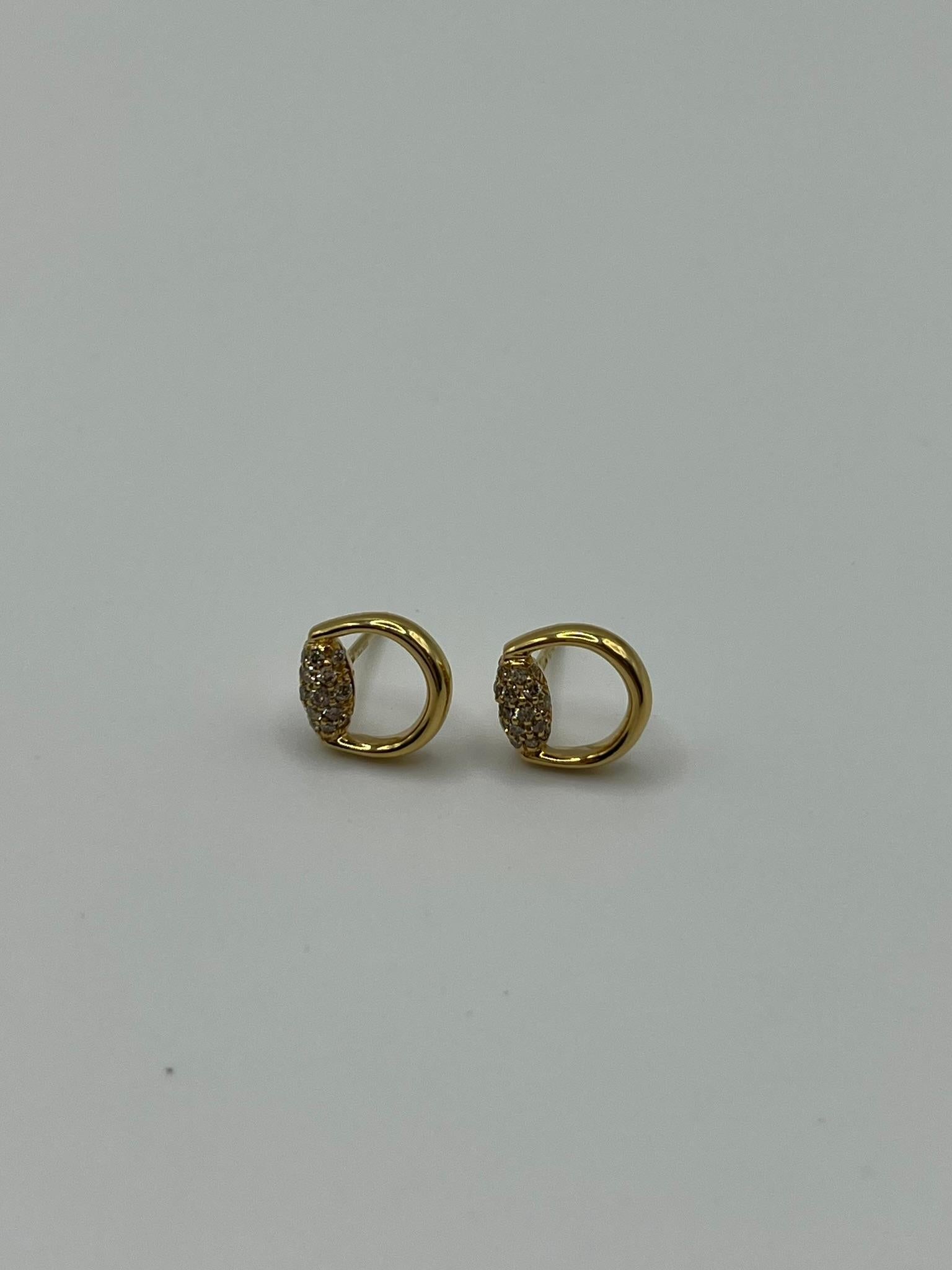 Orecchini Gucci Horsebit in oro rosa 18 kt. con pavè di diamanti Pour femmes en vente