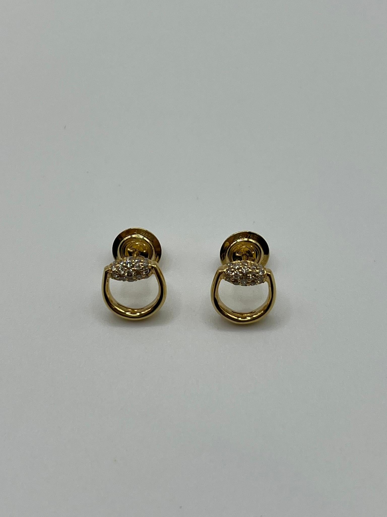 Orecchini Gucci Horsebit in oro rosa 18 kt. con pavè di diamanti en vente 2