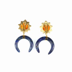 antique amber and 18k gold lapis earrings