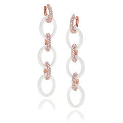 Orecchini in Ceramica Bianca, Oro Rosa 18 kt e Diamanti – Collezione BONBON *