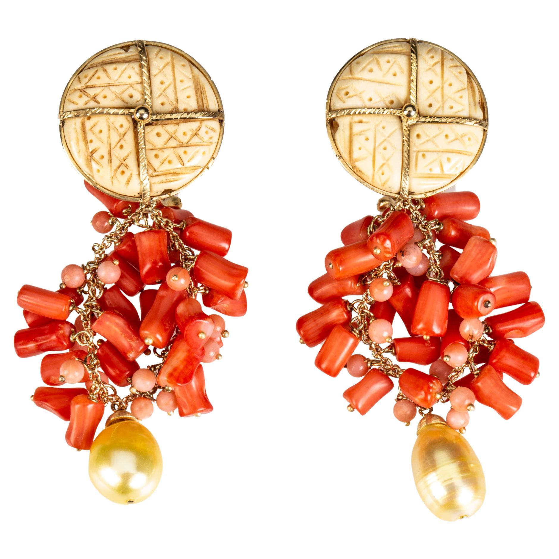 orecchini in corallo sciacca italiano oro 18 k
