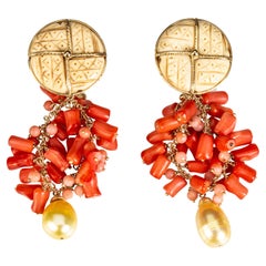 18 k Gold Italienische Sciacca Korallen Ohrringe