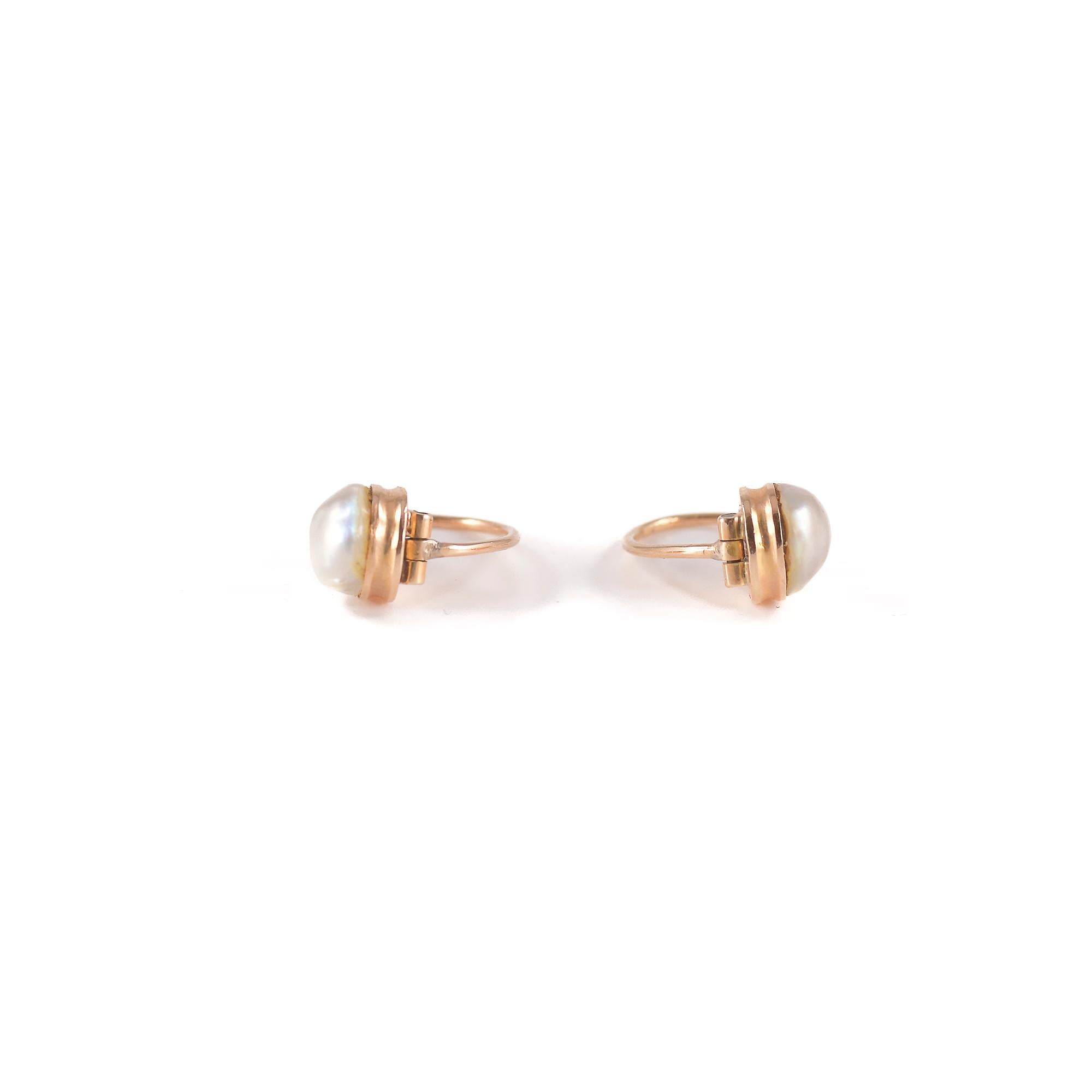 Rose Cut Boucles d'oreilles religieuses en or avec perles d'aquadolce  et diamants taillés en rose en vente