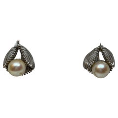 18 kt. white gold earrings with Akoya pearls