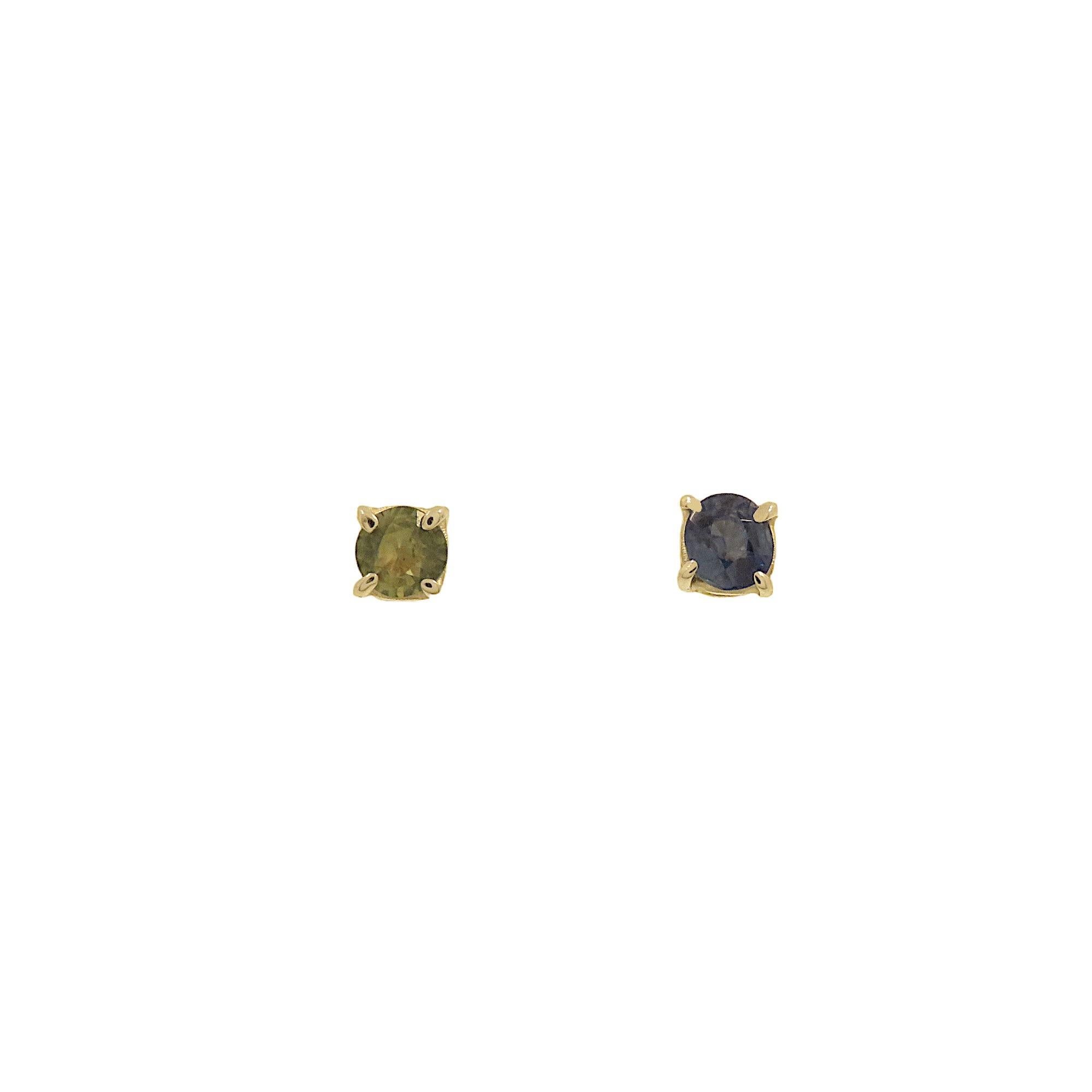 Weißgold-Ohrringe mit blauem und grünem Saphir Made in Italy für Damen oder Herren im Angebot