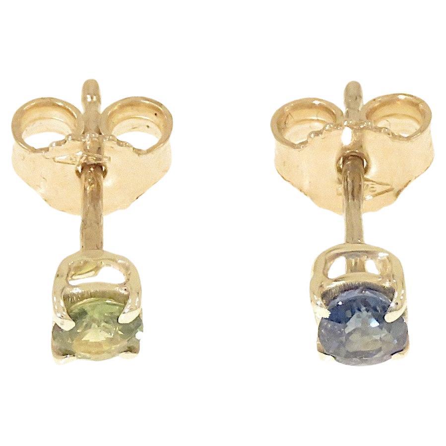 Weißgold-Ohrringe mit blauem und grünem Saphir Made in Italy im Angebot